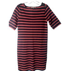 Gap Women Navy Blue Peach striped scoop neck zipper shoulder mini dress